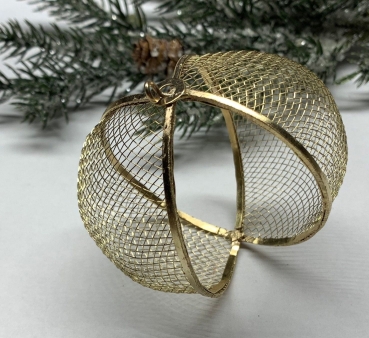 Dekoanhänger aus Metall-Gitter, Kugel gold